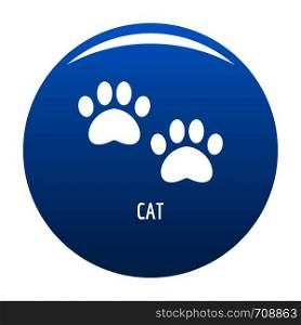 Cat step icon vector blue circle isolated on white background . Cat step icon blue vector