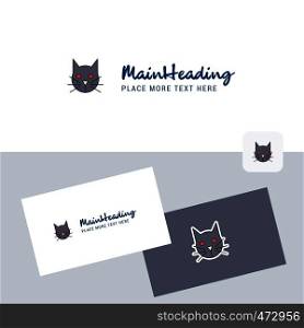 Cat vector logotype with business card template. Elegant corporate identity. - Vector
