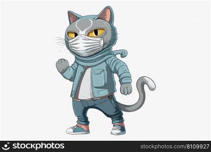 Cat wearing a face mask Royalty Free Vector Image