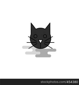 Cat Web Icon. Flat Line Filled Gray Icon Vector