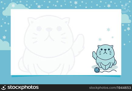 Cat Yarn Winter Snowflake Holiday Invitation Card Frame Background Template