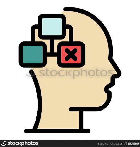 Catalog tree in the head icon. Outline catalog tree in the head vector icon color flat isolated. Catalog tree in the head icon color outline vector