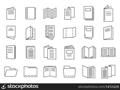 Catalogue icons set. Outline set of catalogue vector icons for web design isolated on white background. Catalogue icons set, outline style
