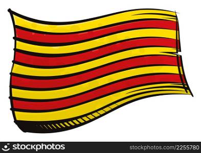 Catalonia autonomous community flag created in graffiti paint style