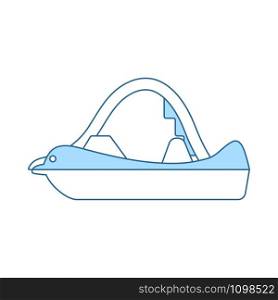 Catamaran Icon. Thin Line With Blue Fill Design. Vector Illustration.