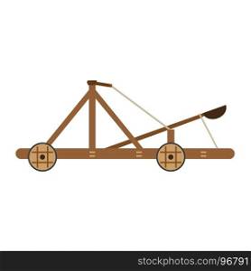 Catapult vector medieval icon illustration isolated wooden old war white weapon ancient cartoon siege