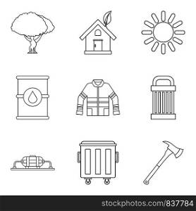 Catastrophic icons set. Outline set of 9 catastrophic vector icons for web isolated on white background. Catastrophic icons set, outline style