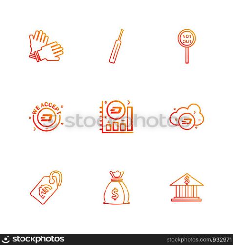 catch , bat , cricket , not out , cloud , bank , graph , tag , money, icon, vector, design, flat, collection, style, creative, icons