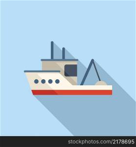Catch fish boat icon flat vector. Sea ship. Marine vessel. Catch fish boat icon flat vector. Sea ship