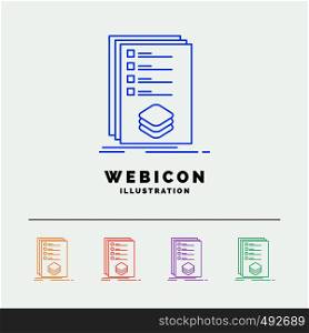 Categories, check, list, listing, mark 5 Color Line Web Icon Template isolated on white. Vector illustration. Vector EPS10 Abstract Template background