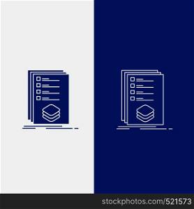 Categories, check, list, listing, mark Line and Glyph web Button in Blue color Vertical Banner for UI and UX, website or mobile application. Vector EPS10 Abstract Template background