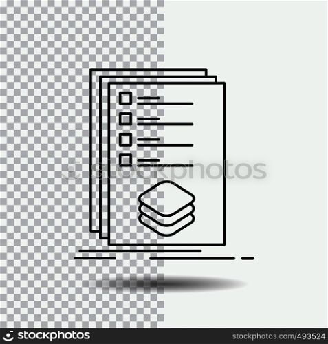 Categories, check, list, listing, mark Line Icon on Transparent Background. Black Icon Vector Illustration. Vector EPS10 Abstract Template background