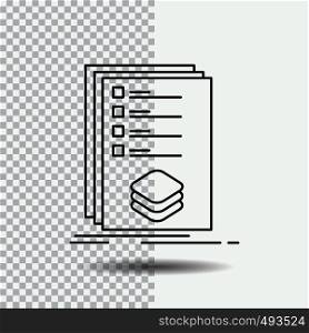 Categories, check, list, listing, mark Line Icon on Transparent Background. Black Icon Vector Illustration. Vector EPS10 Abstract Template background