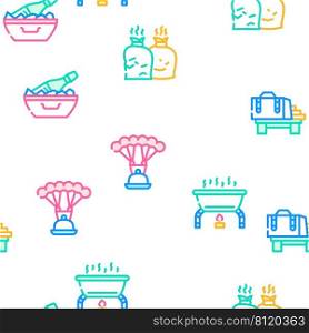 Catering Food Service Vector Seamless Pattern Color Line Illustration. Catering Food Service Vector Seamless Pattern