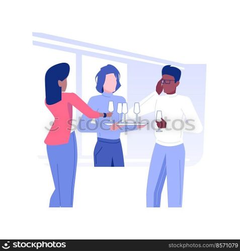 Catering service isolated concept vector illustration. Group of business people treat themselves to ch&agne, professional hotel catering service, accommodation facility vector concept.. Catering service isolated concept vector illustration.