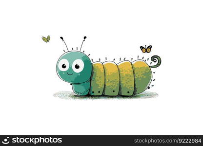 Caterpillar drawn by a child. Vector illustration desing.