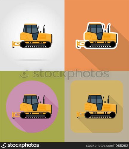 caterpillar tractor flat icons vector illustration isolated on background