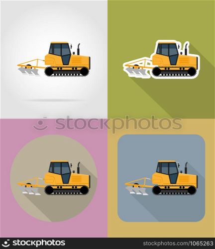 caterpillar tractor flat icons vector illustration isolated on background