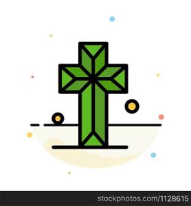 Cathedral, Church, Cross, Parish Abstract Flat Color Icon Template