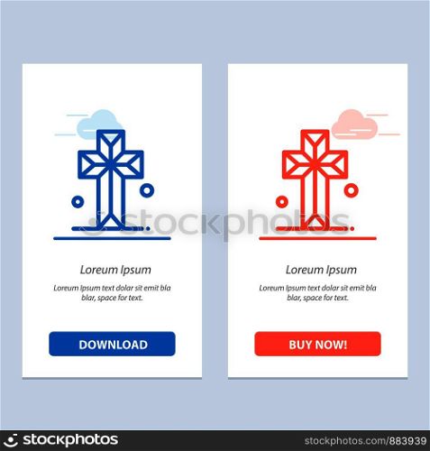 Cathedral, Church, Cross, Parish Blue and Red Download and Buy Now web Widget Card Template