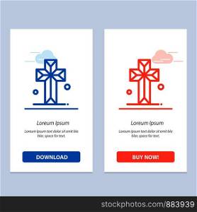 Cathedral, Church, Cross, Parish Blue and Red Download and Buy Now web Widget Card Template