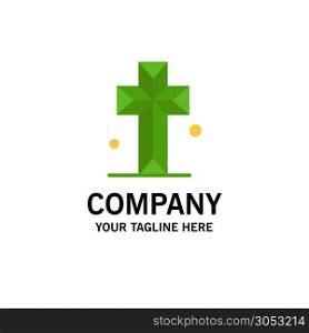 Cathedral, Church, Cross, Parish Business Logo Template. Flat Color