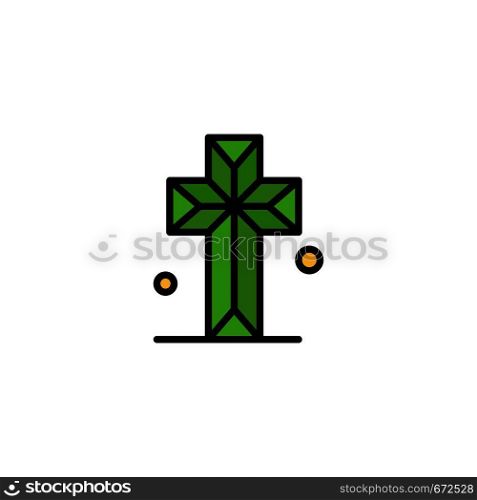 Cathedral, Church, Cross, Parish Business Logo Template. Flat Color