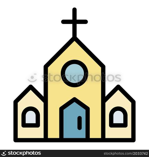 Cathedral church icon. Outline cathedral church vector icon color flat isolated. Cathedral church icon color outline vector