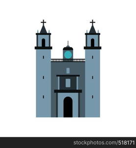 Cathedral in Valladolid, Mexico icon in flat style isolated on white background. Cathedral in Valladolid, Mexico icon, flat style