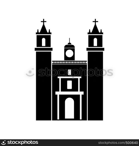 Cathedral in Valladolid, Mexico icon in simple style isolated on white background. Cathedral in Valladolid, Mexico icon, simple style