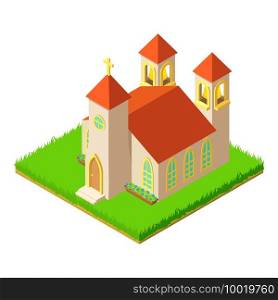 Catholic church icon. Isometric illustration of catholic church vector icon for web. Catholic church icon, isometric style