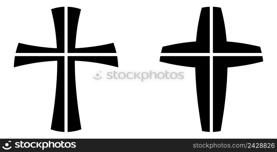 Catholic cross crucifixion four piece, vector cross symbol of faith Catholic Orthodox crucifixion