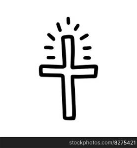 Catholic cross. Hand-drawn illustration in the doodle style. Design for Easter.. Catholic cross illustration in the doodle style. Design for Easter.