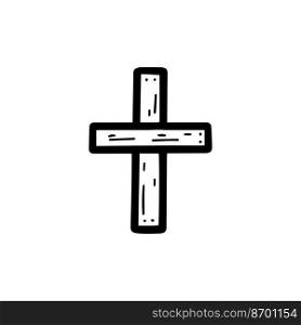  Catholic cross. Hand-drawn vector illustration in the doodle style. Design for Easter..  Catholic cross. illustration in the doodle style