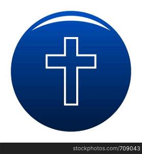 Catholic cross icon vector blue circle isolated on white background . Catholic cross icon blue vector