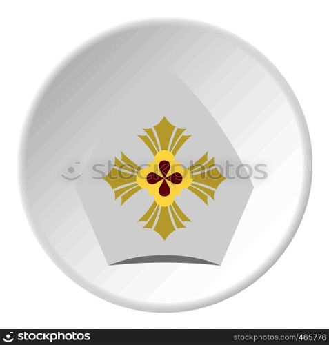 Catholic hat icon in flat circle isolated on white background vector illustration for web. Catholic hat icon circle