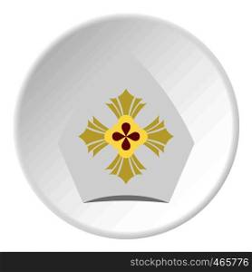 Catholic hat icon in flat circle isolated on white background vector illustration for web. Catholic hat icon circle