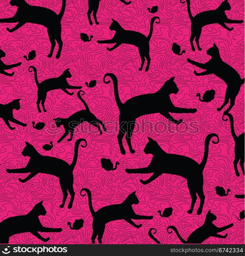 cats and mice on pink background