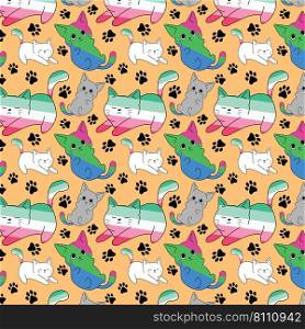 Cats lgbt polysexual seamless pattern Royalty Free Vector