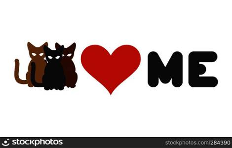 Cats love me. Heart and pets. Logo for cats owner and animal lovers 