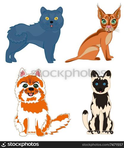 Cats of the varied sorts on white background is insulated. Vector illustration pets cat of the varied sorts