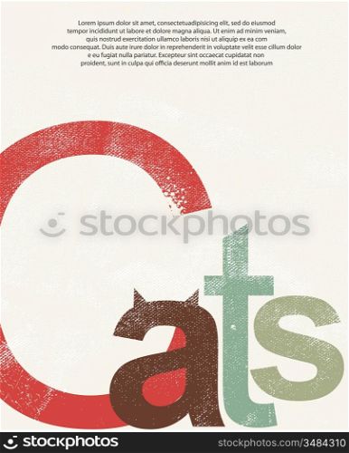 Cats .Old print background