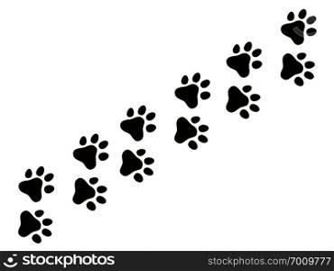 Cats paw trail. Footprints wolf cat dog, puppy trails nature print vector pattern and background. Cats paw trail. Footprints wolf cat dog, puppy trails nature print vector pattern