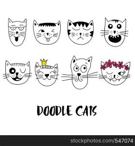 Cats, set of cute doodle. Can be used for school books and drawing poster, T-shirt Print and cartoon character.