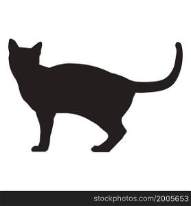 cats silhouettes on a white background. cat standing sign. flat style.