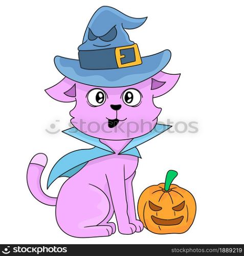 cats wearing costumes in Halloween celebrations. cartoon illustration sticker emoticon