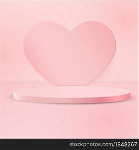 Catwalk with a background heart in pink shades. An illustration for weddings, birthdays, Valentine&rsquo;s day and congratulations. Scalable vector drawing.