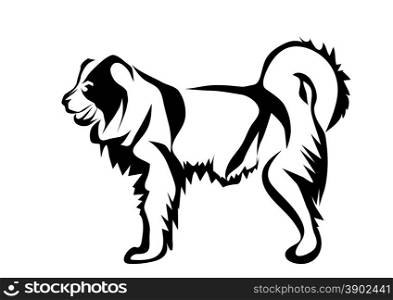 Caucasian Shepherd Dog abstract silhouette on a white background