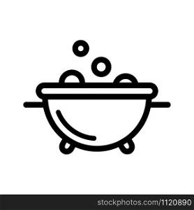 cauldron with water icon vector. A thin line sign. Isolated contour symbol illustration. cauldron with water icon vector. Isolated contour symbol illustration