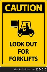 Caution 2-Way Look Out For Forklifts Sign On White Background